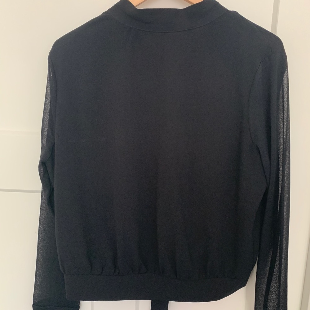 Zara B&W shirt with mock neck & open back